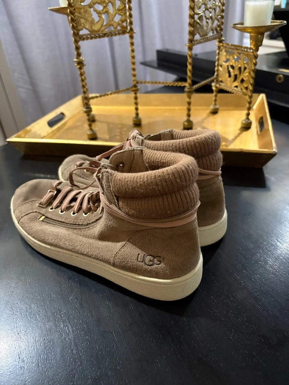 UGG Ladies Taupe Suede Mid-Top Sneakers